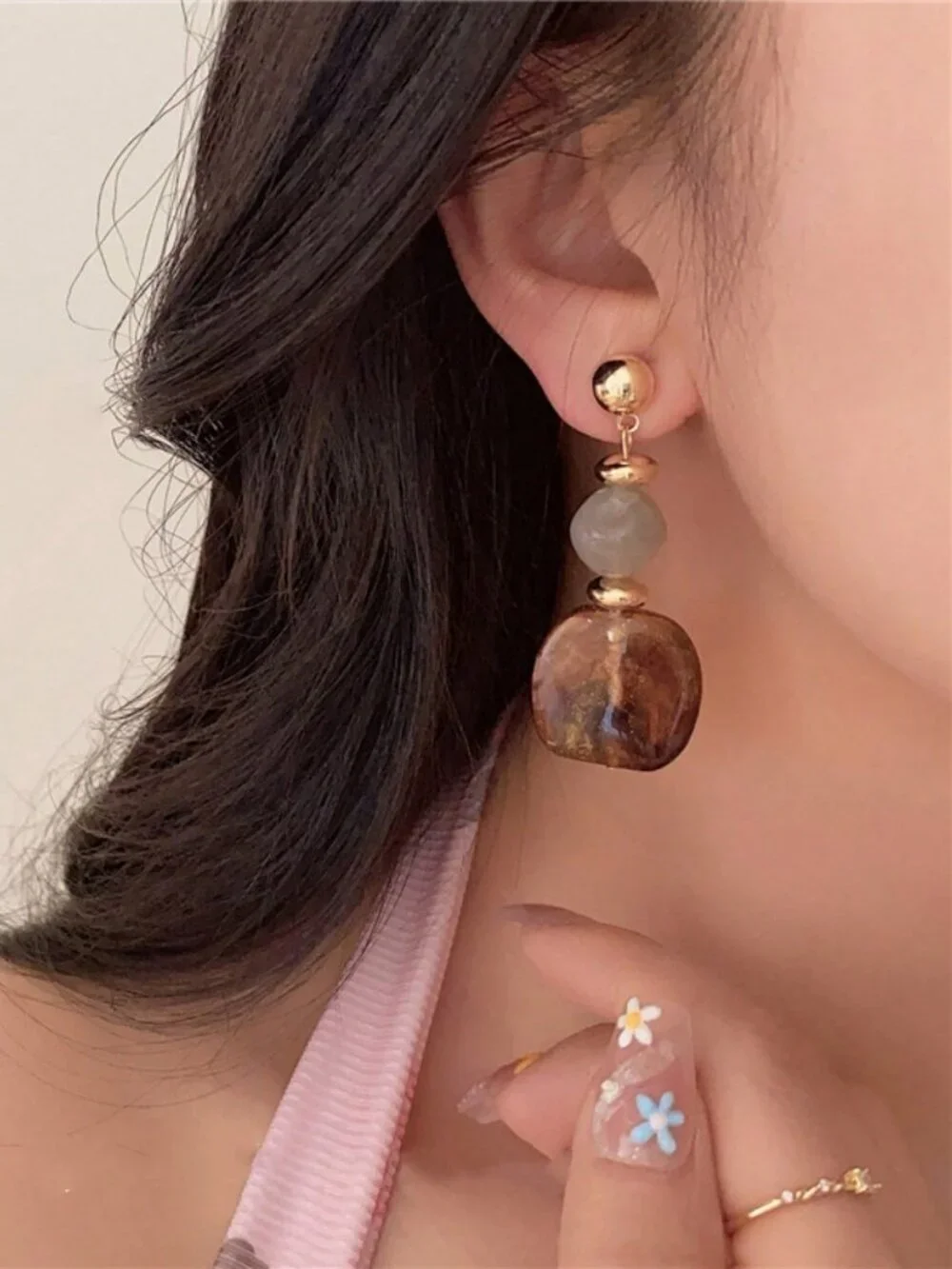Coffee Boho Women's Resin Acrylic Pendant Earrings